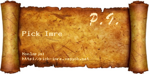 Pick Imre névjegykártya